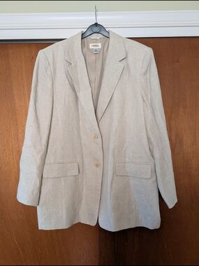 Talbots Light Beige 100% Irish Linen Blazer Jacket